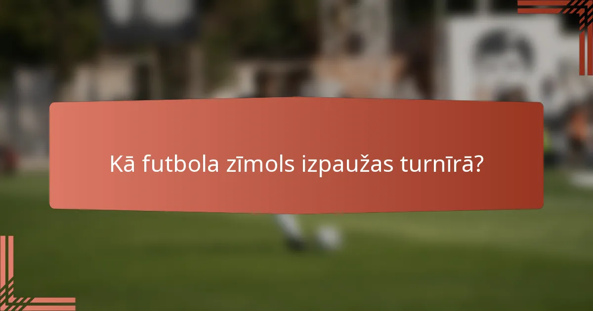 Kā futbola zīmols izpaužas turnīrā?