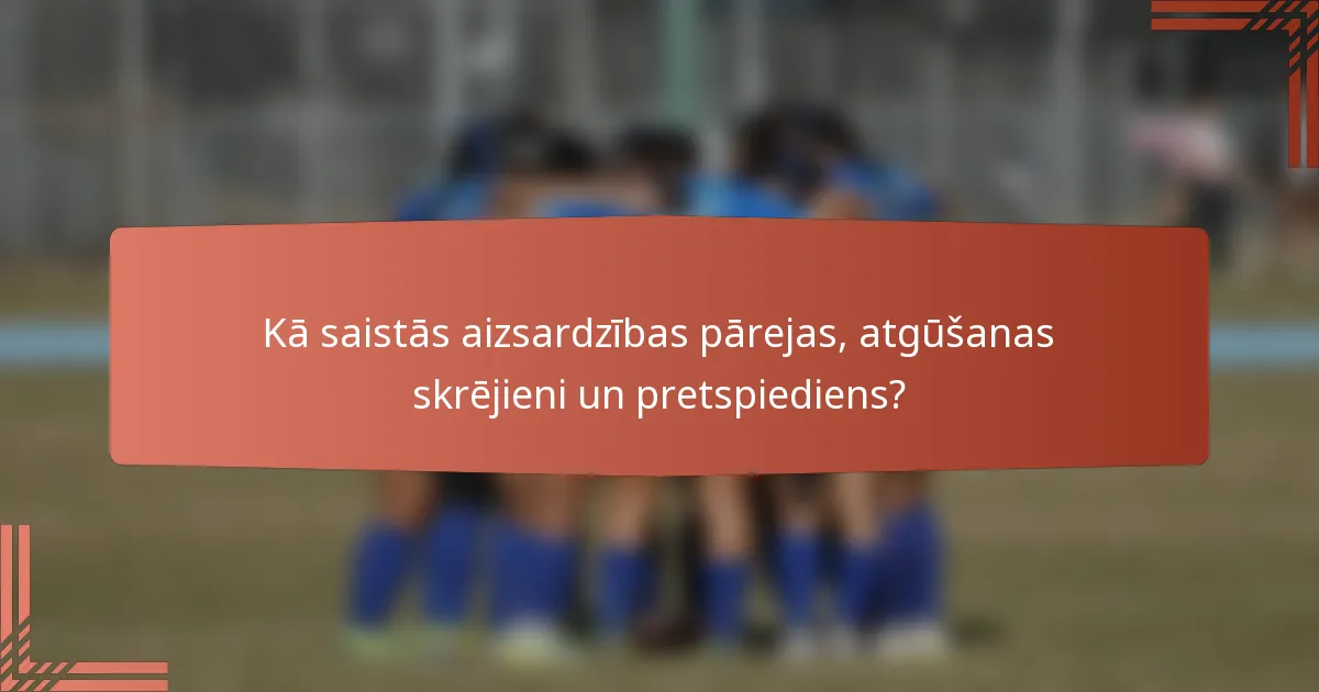 Kā saistās aizsardzības pārejas, atgūšanas skrējieni un pretspiediens?