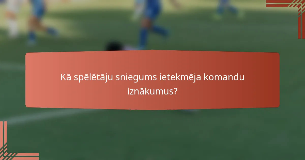 Kā spēlētāju sniegums ietekmēja komandu iznākumus?