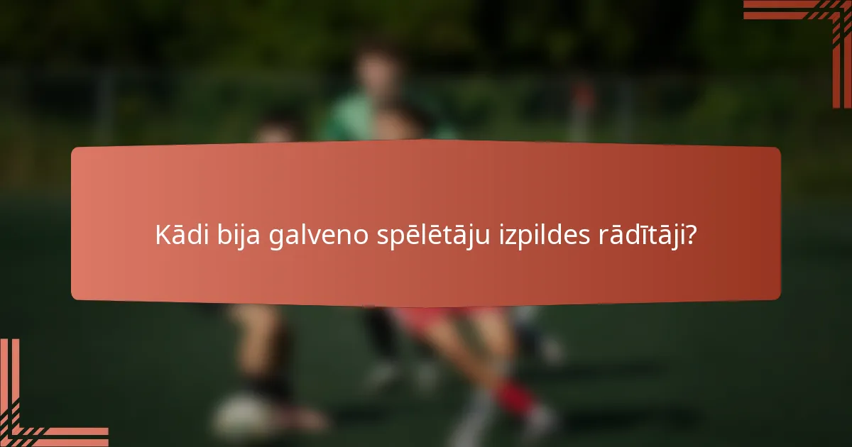 Kādi bija galveno spēlētāju izpildes rādītāji?