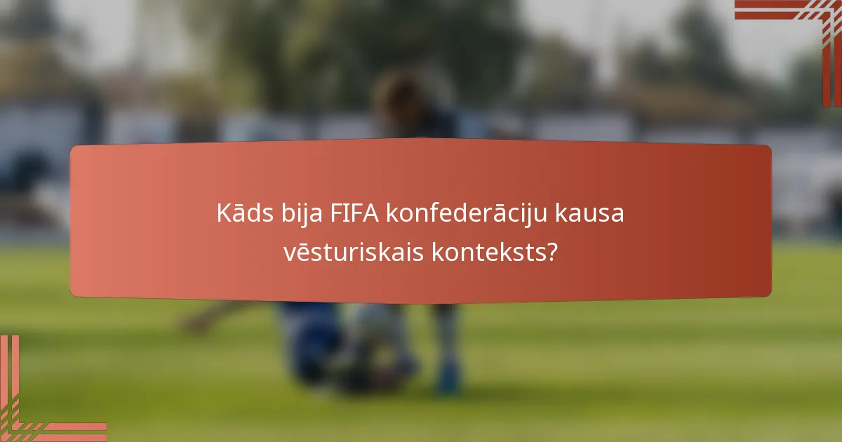 Kāds bija FIFA konfederāciju kausa vēsturiskais konteksts?