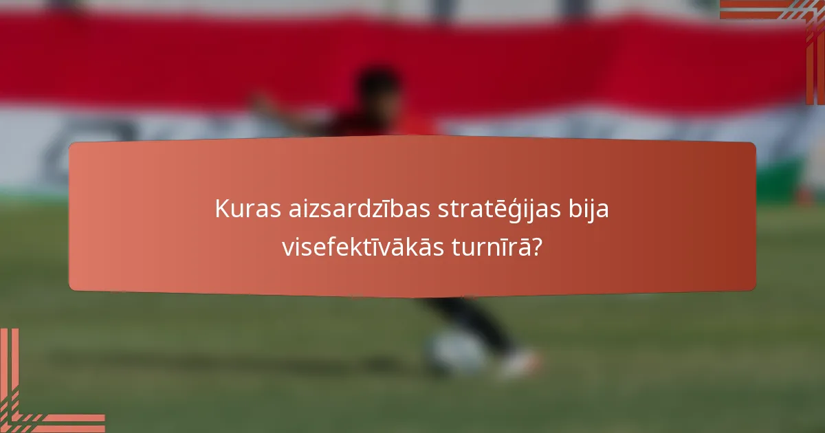 Kuras aizsardzības stratēģijas bija visefektīvākās turnīrā?