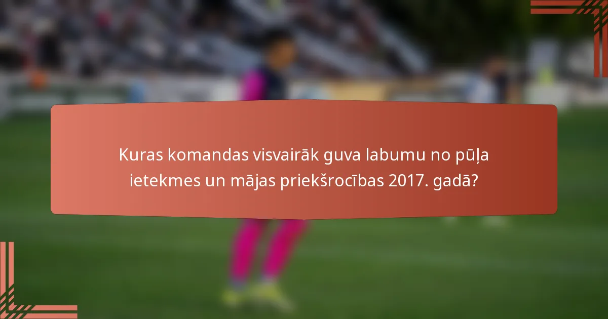 Kuras komandas visvairāk guva labumu no pūļa ietekmes un mājas priekšrocības 2017. gadā?