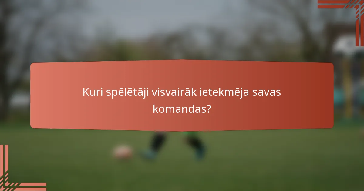 Kuri spēlētāji visvairāk ietekmēja savas komandas?
